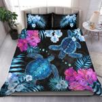 love turtle bed set couple blue turtle in flower jungle ocean bedding cover with 2 pillowcases 100 polyester 0