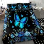 magical blue butterflies and flowers bedding set dreamy floral pattern bedding cover with 2 pillowcases 100 polyester 0