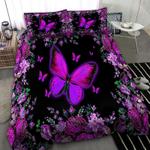 magical purple butterflies and flowers bedding set dreamy floral pattern bedding cover with 2 pillowcases 100 polyester 0
