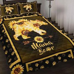 Mama Bear Sunflower Pattern Bedding Set Sunflower Lover Gift