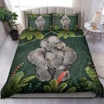 mama elephant and child rainy forest bedding set family gift elephants bedding cover with 2 pillowcases 100 polyester 0