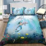 mermaid and dolphin bedding set mermaid sea life mermaid lover gift bedding cover with 2 pillowcases 100 polyester 0