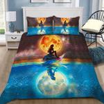 mermaid love under moonlight bedding set peace ocean scene printed bedding set for mermaid lovers bedding cover with 2 pillowcases 100 polyester 0