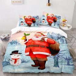 Merry Christmas Bedding Set Santa Claus Coming Hohoho Snowman Jungle Bell