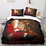 merry christmas santa claus work with laptop quilt bed sets funny decor bedding cover with 2 pillowcases 100 polyester 0