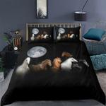 moonlight horses herd black background bedding set horse free and wild bedding cover with 2 pillowcases 100 polyester 0