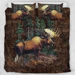 moose hunting forest pine trees bedding set moose hunting lovers bedding cover with 2 pillowcases 100 polyester 0