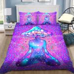 mushroom psychedelic bedding set yoga namaste printed lovers gift bedding cover with 2 pillowcases 100 polyester 0