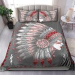 native girl potrait bedding set red indian women head printed gift bedding cover with 2 pillowcases 100 polyester 0