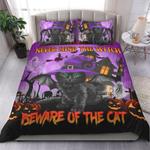 never mind the witch beware of th cat witch cat lover halloween night bedding cover with 2 pillowcases 100 polyester 0