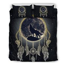 Night Wolf Bedding Set Dreamcatcher Night Family Gifts For Wolf Lover Christmas Gift