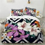 orchid flowers floral tropical bedding set zigzag pattern summer style bedding cover with 2 pillowcases 100 polyester 0