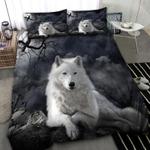 premium printed night white wolf bedding set white wolf night forest printed bedding cover with 2 pillowcases 100 polyester 1 0