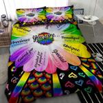 pride month bedding set rainbow daisy flower you are unqie precious lgbtq bedding cover with 2 pillowcases 100 polyester 0