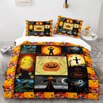 pumpkin ghost moon nightmare happy halloween bedroom decoration trick or treat bedding cover with 2 pillowcases 100 polyester 0
