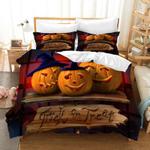 pumpkin halloween bedding set trick or treat witch family gift bedding cover with 2 pillowcases 100 polyester 0