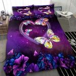 rainbow abstract butterfly heart bedding set purple flower galax bedding cover with 2 pillowcases 100 polyester 0