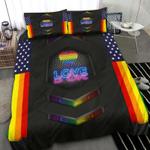 rainbow pride month bedding set love is love racing modern lgbtq bedding cover with 2 pillowcases 100 polyester 0