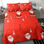 red cartoon santa clau elk christmas bedding set chibi santa jingle bell bedding cover with 2 pillowcases 100 polyester 0