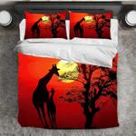 red sun giraffe duvet animal bedding set giraffe family africa gift bedding cover with 2 pillowcases 100 polyester 0