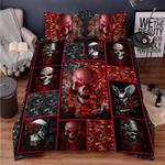 roses skull bedding set skull pattern quilt bed set halloween gift bedding cover with 2 pillowcases 100 polyester 0