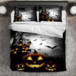 scary halloween night bedding set pumpkins cattle halloween day gift bedding cover with 2 pillowcases 100 polyester 0
