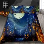 scary night halloween town bed set halloween day gift christmas bedding cover with 2 pillowcases 100 polyester 0
