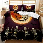 skeleton carnival bedding set dancing skeleton moon halloween day gift bedding cover with 2 pillowcases 100 polyester 0