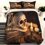 skull candle bedding set skull halloween print halloween bedroom decor bedding cover with 2 pillowcases 100 polyester 0