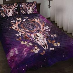 Skull Deer Butterflies Bedding Set Skull Deer Galaxy Deer Hunting Bed Set