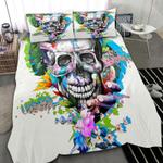 skull flower bedding sets colorful skull happy halloween flower lover bedding cover with 2 pillowcases 100 polyester 0