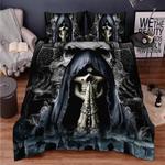 skull pray bedding set skull death halloween bedroom decor idea bedding cover with 2 pillowcases 100 polyester 0