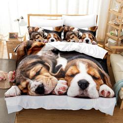 Sleeping Beagle Dogs Bedding Set Couple Beagles Puppy Sleep Gift To Family