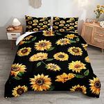 sunflower bedding set sunflower pattern duvet cover sunflower lover gift bedding cover with 2 pillowcases 100 polyester 0