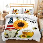 sunflower dwarf bedding set cute gnome american honey bee gift for lover bedding cover with 2 pillowcases 100 polyester 0