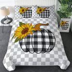 sunflower halloween pumpkin tartan black and white holiday gift bedding cover with 2 pillowcases 100 polyester 0