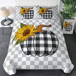 Sunflower Halloween Pumpkin Tartan Black And White Holiday Gift