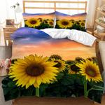 sunset sunflower field duvet cover sunflower field bedding set lover gift bedding cover with 2 pillowcases 100 polyester 0