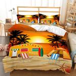 sunset vacation travel duvet cover quilt cover sunny van camping on beach bedding cover with 2 pillowcases 100 polyester 0