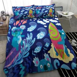 Surfing Koala Duvet Cover Cute Koala Surfing Summer Playing Bedding Set Surfing Lover Gift
