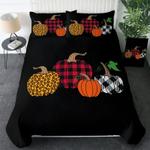 tartan halloween pumpkin black bedding set happy halloween day bedding cover with 2 pillowcases 100 polyester 0