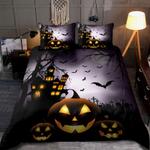 the bat night halloween bedding set pumpkin holiday gift idea bedding cover with 2 pillowcases 100 polyester 0