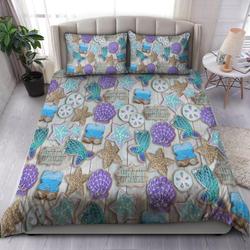 The Beach Stole My Heart Purple Bedding Set Beach Seashell Lovers