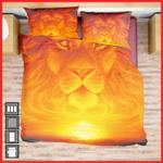 the king god lion sunset bedding set lions spirit lover bedroom decor bedding cover with 2 pillowcases 100 polyester 0