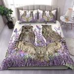 three owls in lavender field bedding set owlaholic mom gifts bedding cover with 2 pillowcases 100 polyester 0