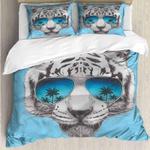 tiger glasses bedding set wild tiger bedding cover tiger lovers gift bedroom decor bedding cover with 2 pillowcases 100 polyester 0