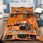 trick or treat spooky pumpkin truck fall orange pump background bedding cover with 2 pillowcases 100 polyester 0