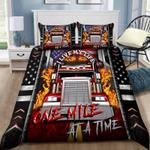 trucker bedding set i live my life one mile at a time truck driver gift bedding cover with 2 pillowcases 100 polyester 0