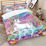 unicorn kids bedding set rainbow glitter magic land unicorn lovers bedding cover with 2 pillowcases 100 polyester 0