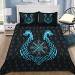 viking bedding set aegishjalmur helm of terror blue celtic lovers bedding cover with 2 pillowcases 100 polyester 0